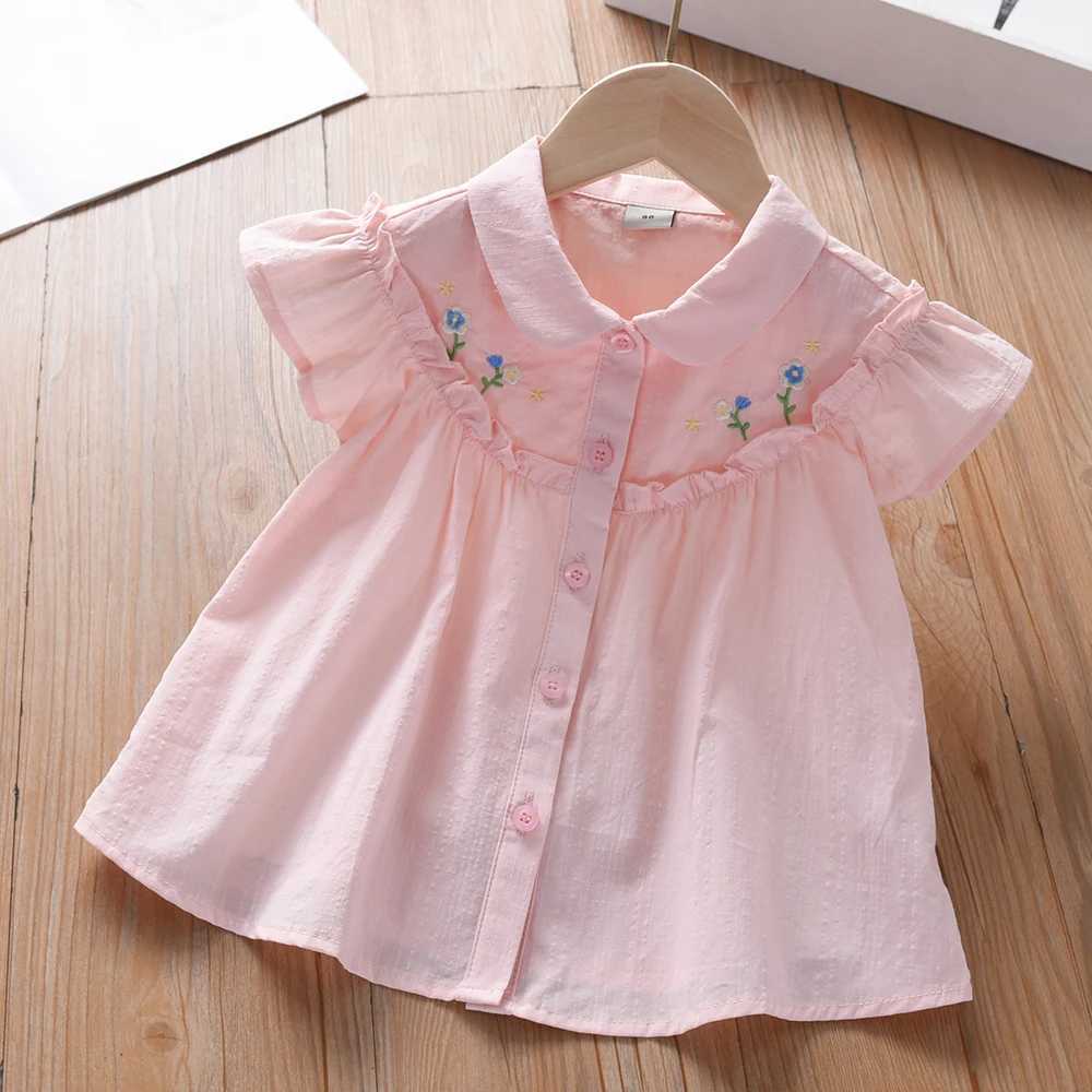 Girls Blouse Embroidered Cotton Shirt Casual Top for Kids Ages 2-6 Years Childrens Summer Clothes H260402