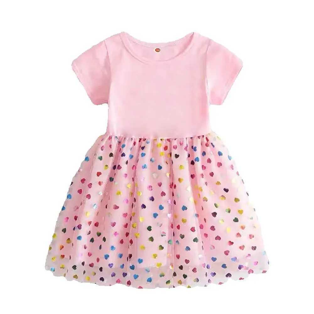New Kids Clothes Princess Dress Summer Baby Girls Dress Short-sleeved For Children Birthday Party Girl Dress 2-8Y H260402