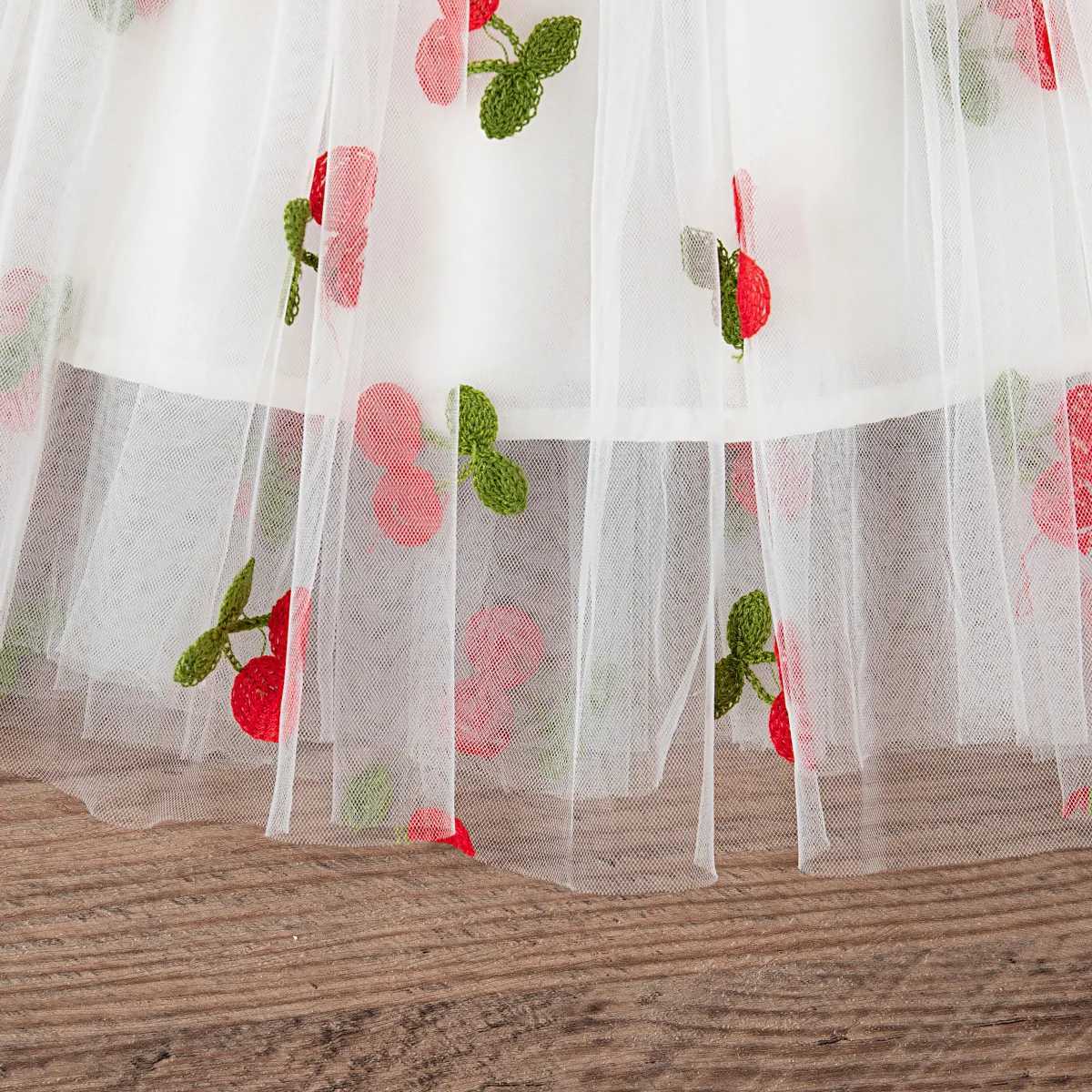 Baby Girl Dress Summer Mesh Cherry Girl Dress Cute Back Wings Wedding Flower Girl Dress Baby Girl Clothing H260407