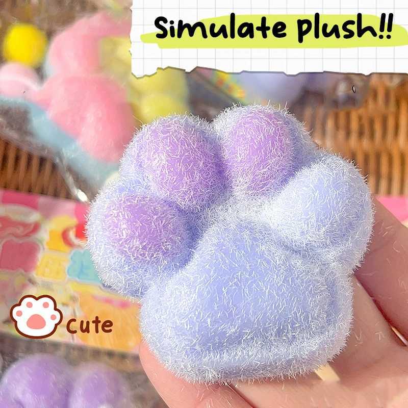 Cat Paw Mochi Taba Squishy Fidget Toy Cute Plush Cat Paw Silicone Slow Rebound Pinch Decompression Toy Stress Release Vent Toy H260402