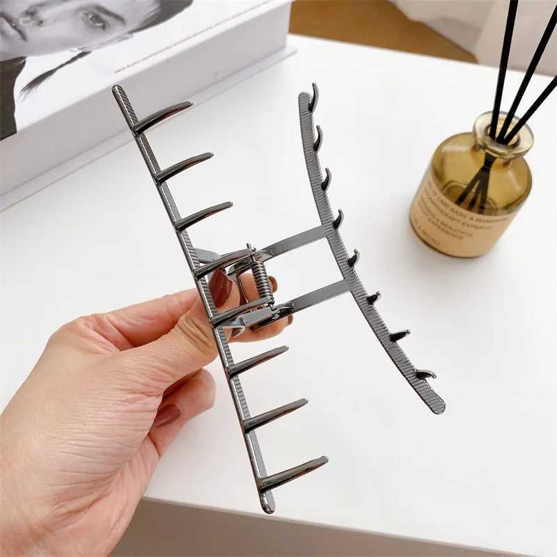 13CM Newest Woman Extra Large One Word Design Hair Claws Fashion Washing Face Hair Clips Hairpins Girls Metal Hair Accessories H260402