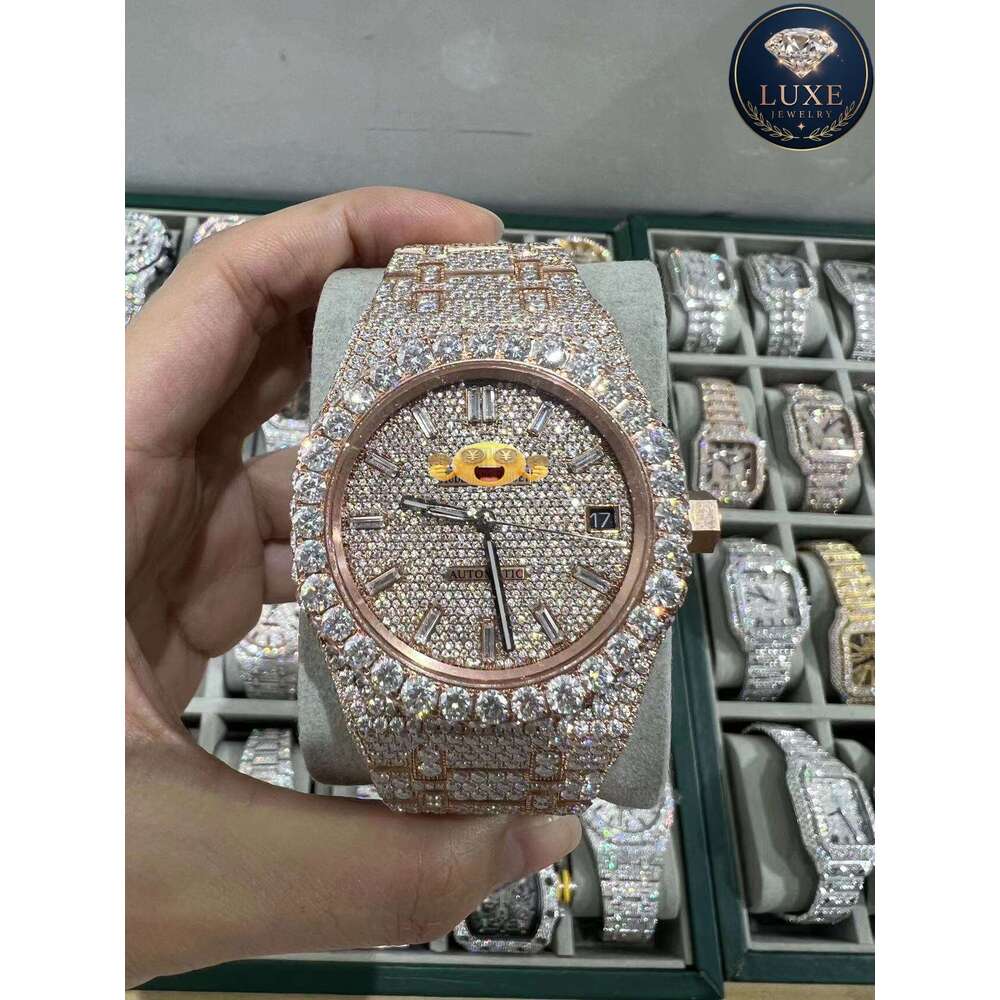 High-quality mens and womens moissanite diamond watch, Luxury design Fully Automatic mechanical D color Iced Out VVS Watches , Wholesale Price with Fr