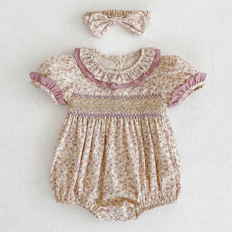 New Summer Baby Girl Clothes Short Sleeve Lace Flower Girls Dress Cotton Baby Romper Princess Dress Famil Matching Sister Outfit H260402