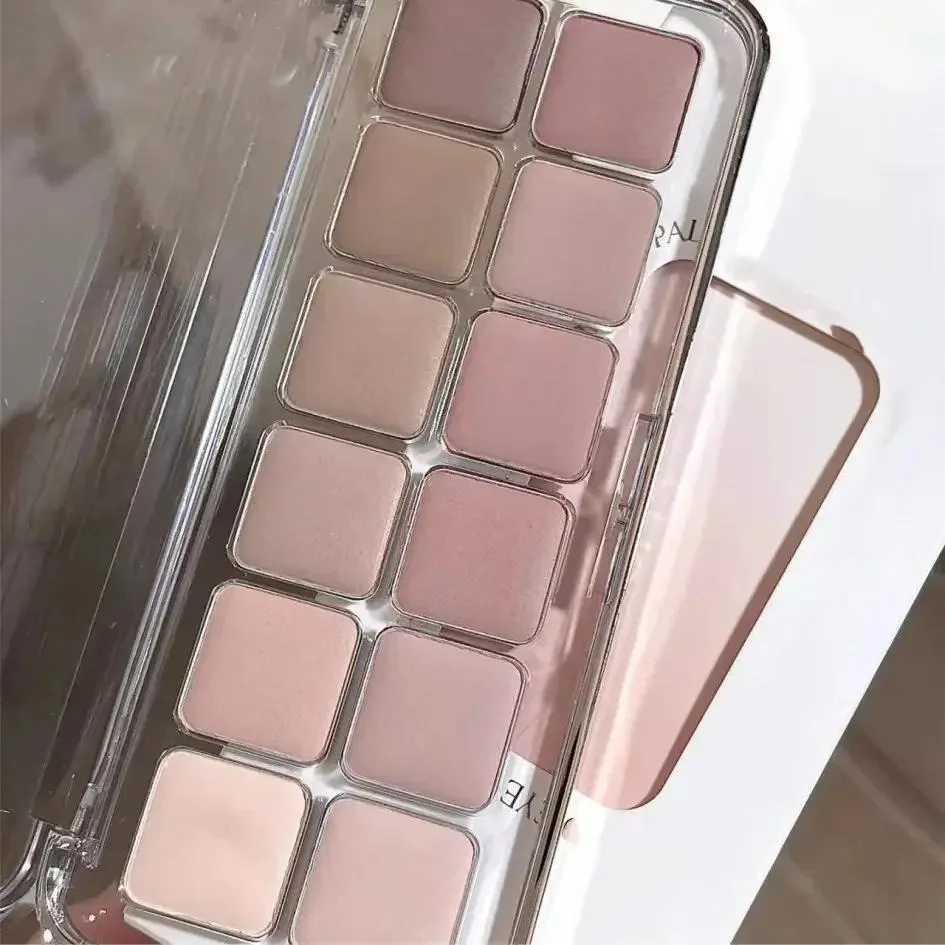 12-color eyeshadow palette with earth-toned shimmer and matte finish suitable for daily use H260402