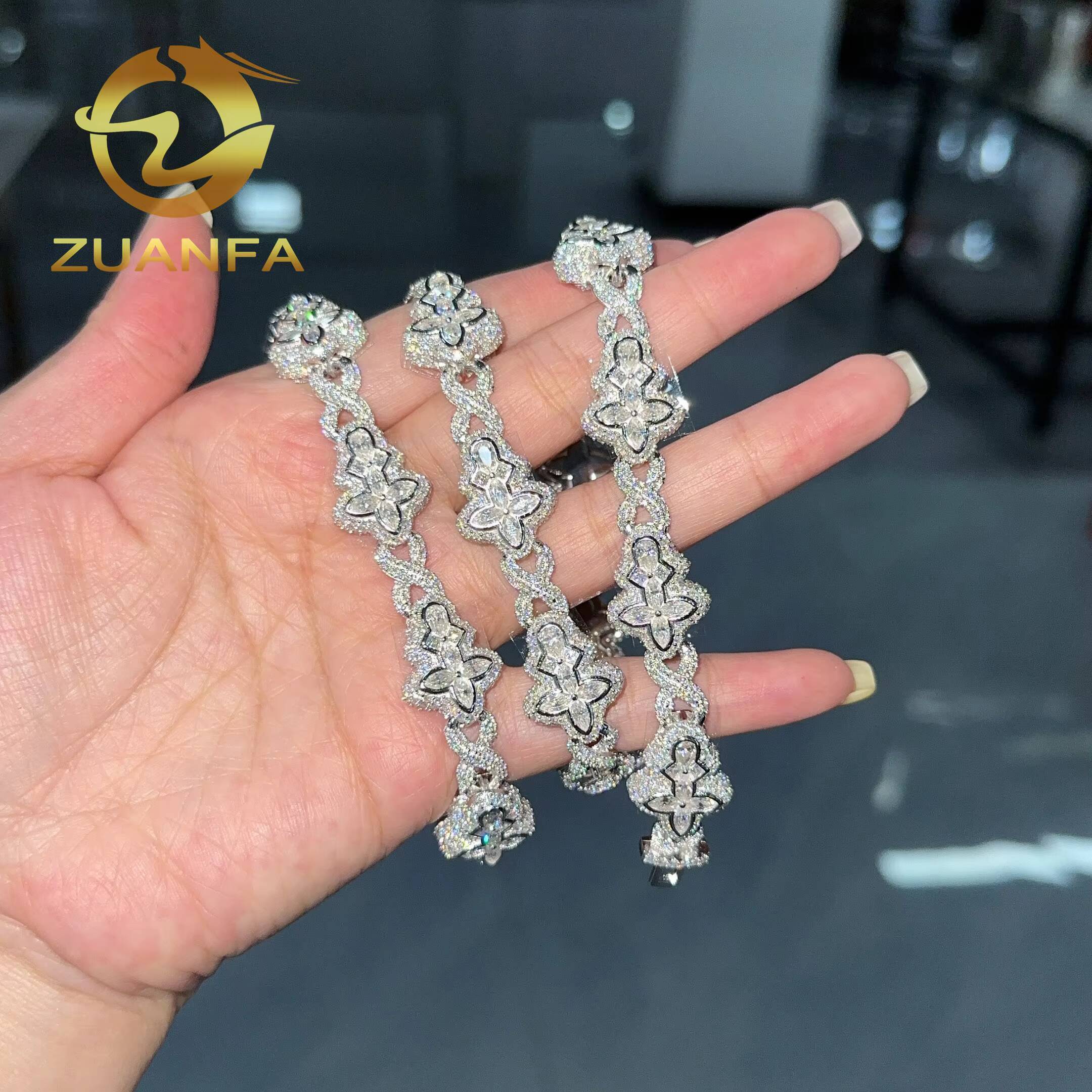 925 Silver Cuban Link Chain Moissanite Hip Hop Jewelry Iced Out Cross Cuban Chain Necklace With GRA Certificate