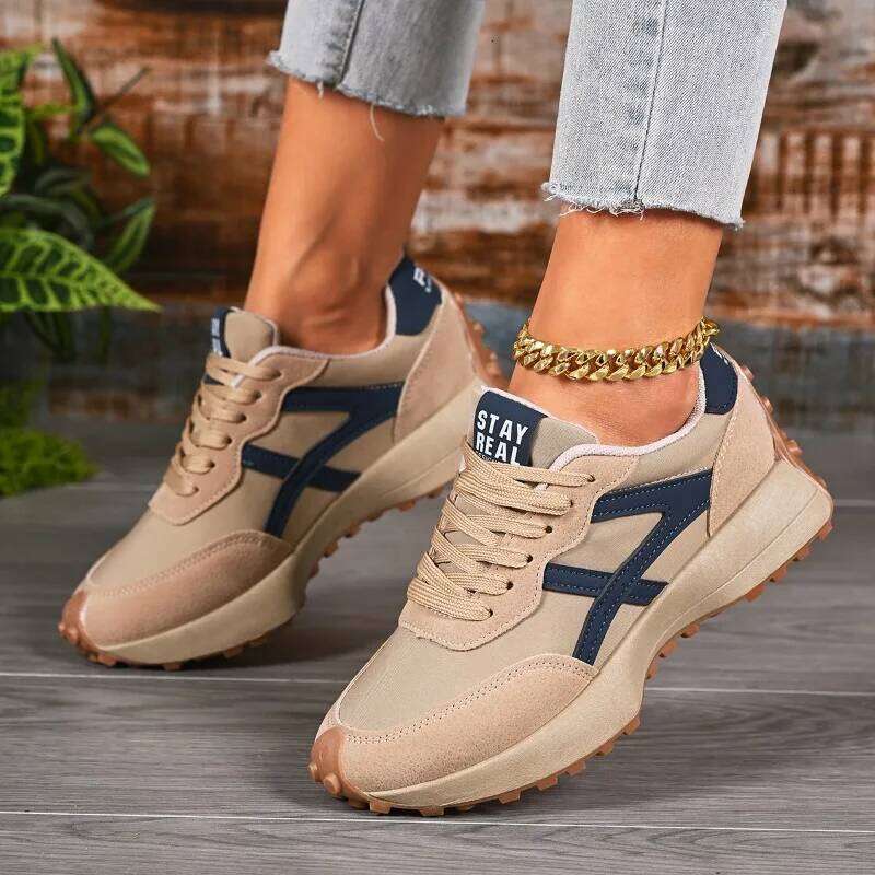 2026 New Designer Women's Sneakers Spring Casual Lace-up Footwear: Luxury, Thick-Soled, Non-Slip, Plus-Size Vulcanized Shoes 26Y0402