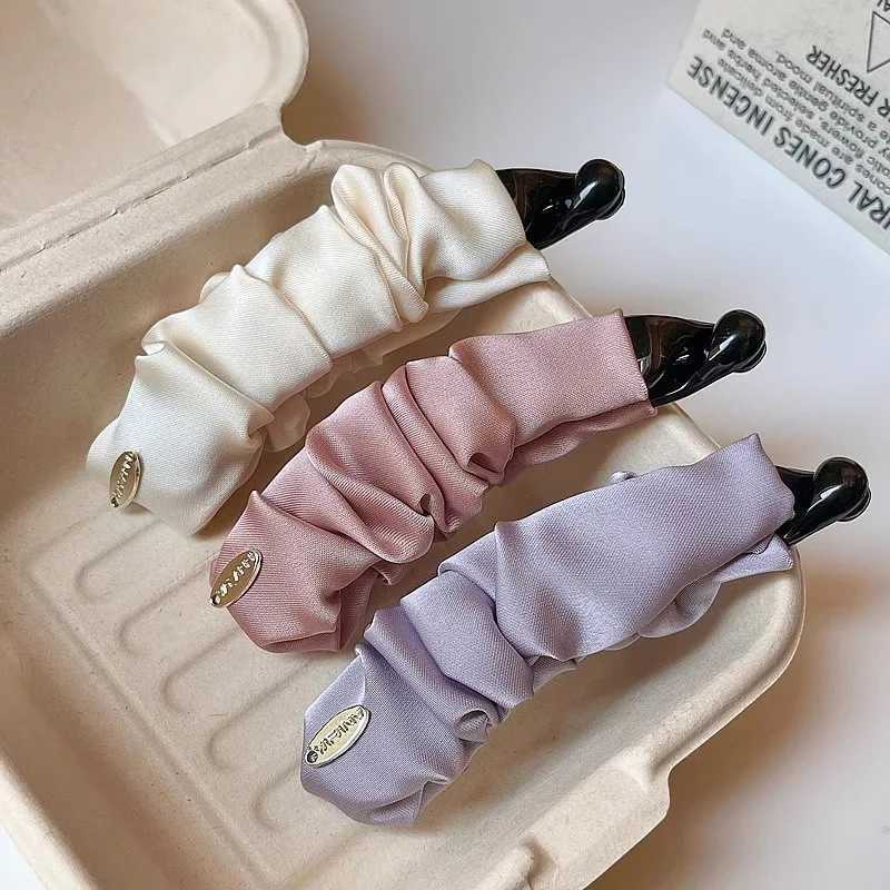 Korean Elegant Solid Fold Satin Banana Hair Clip For Women Girls Sweet Hair Ornament Hairpin Barrette Fashion Hair Accessories H260402