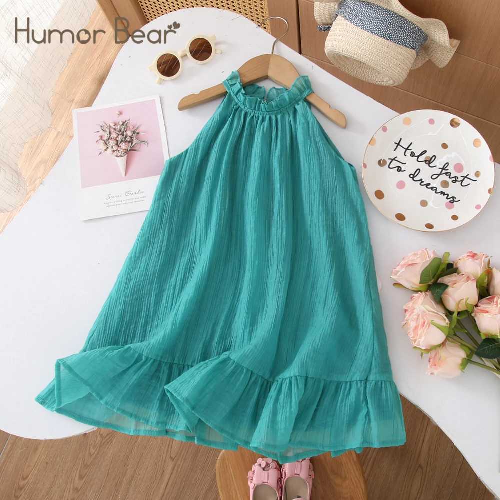 Humor Bear Summer Girls Dress Solid color retro-style halter sleeveless Fashion Princess Dress Casual Dresses For Girls H260402