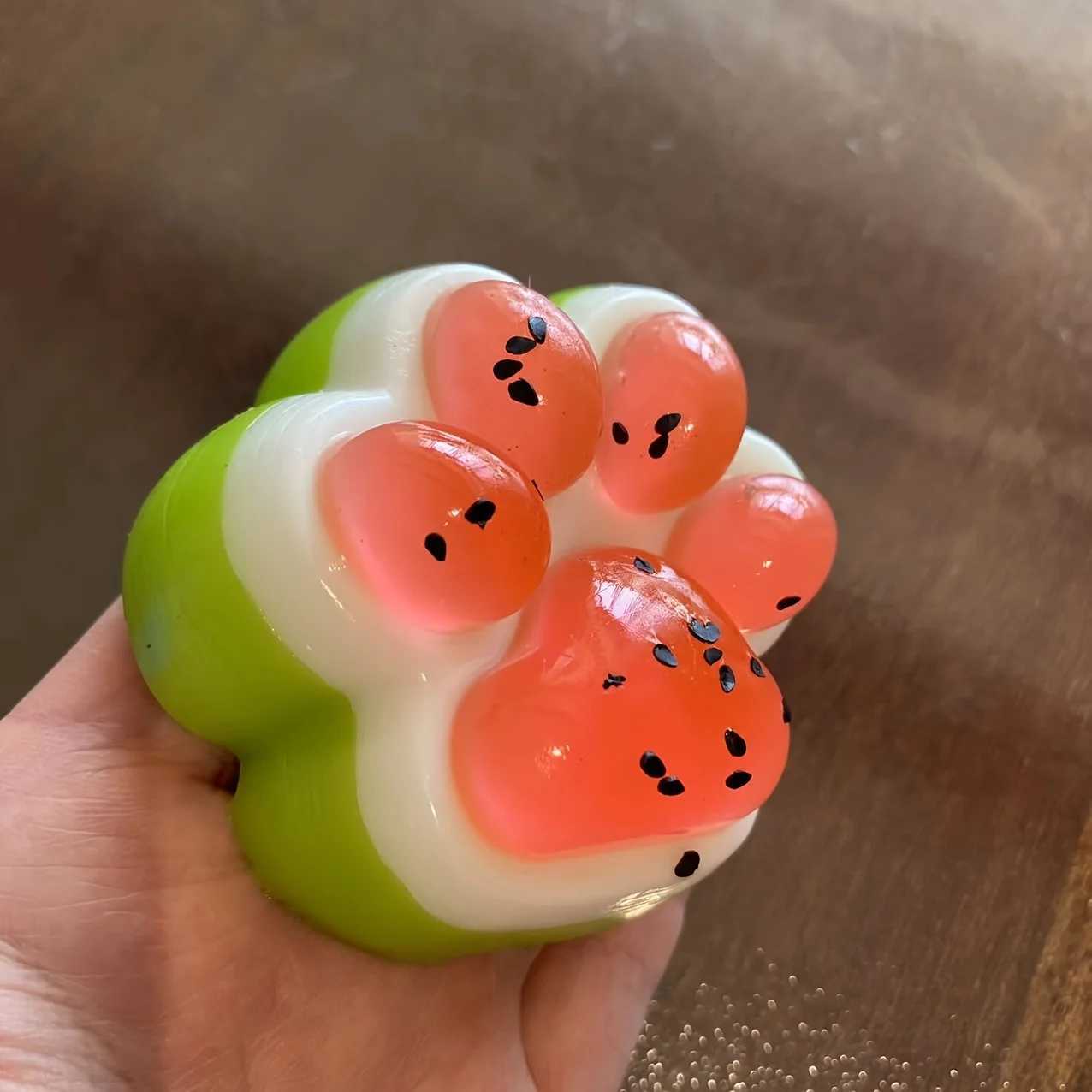 Watermelon Cat Paw Squeeze Pinch - Slow Rebound Realistic Paw Design Fun Suitable for Valentines Day/birthday Gifts H260402