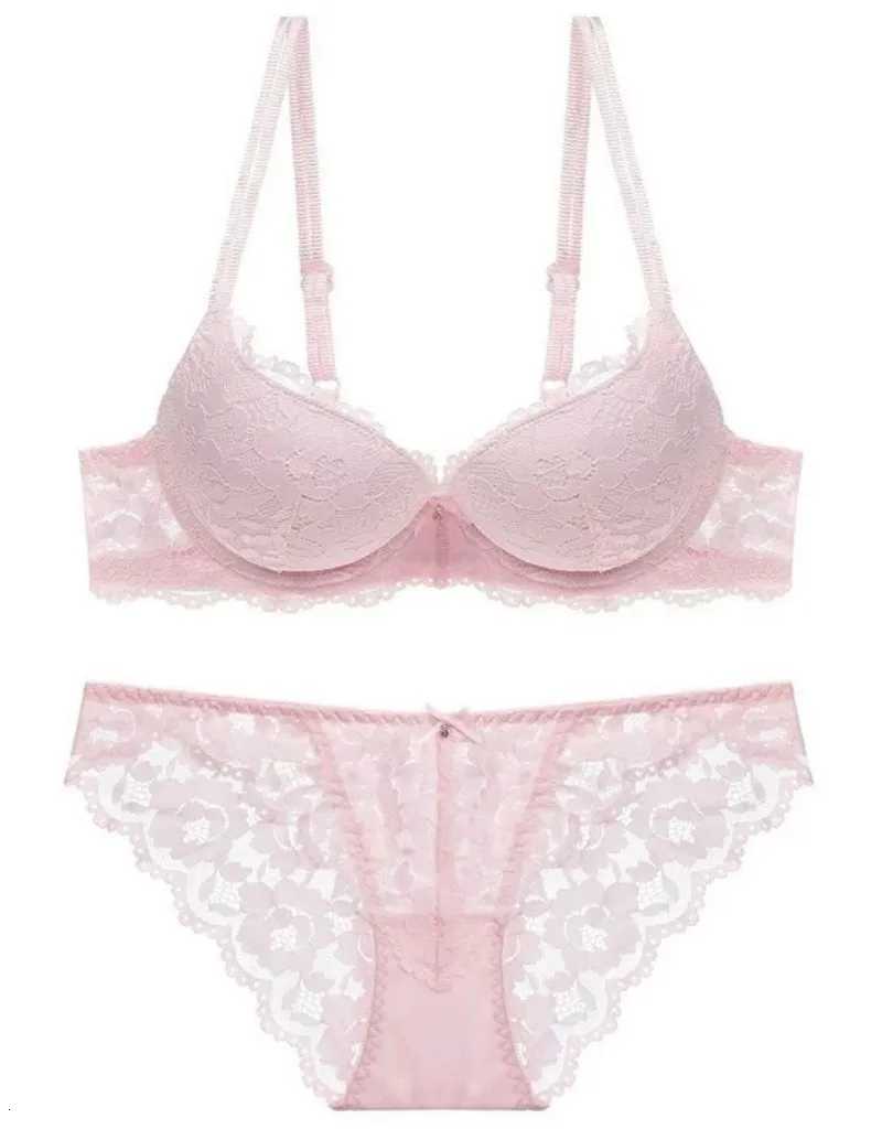 Lace Floral Womens Underwear Set Double Straps Push-Up Bra Hollow-Out Panties Z260402