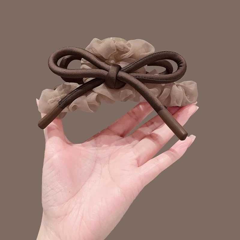 2025 New Mesh Tulle Large Bowknot Grab Clip Elegant Retro Female Ponytail Braid Claw Clip Hair Accessories Gift Headdress H260402
