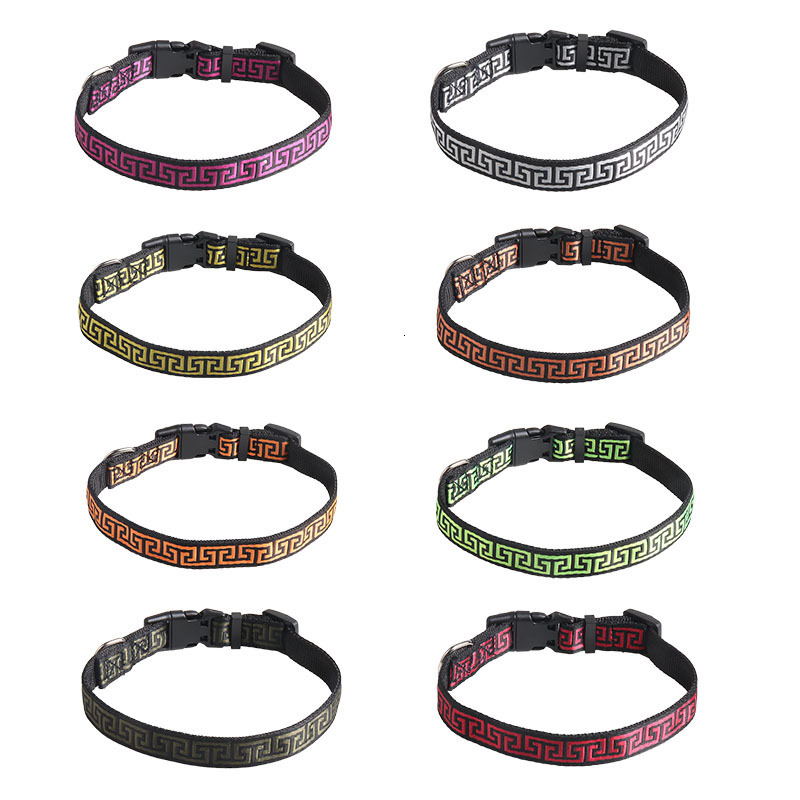 Pet Collar New Square Pattern Print Fashion Webbing Strap Plastic Buckle Comfortable Collar For Puppy Dog