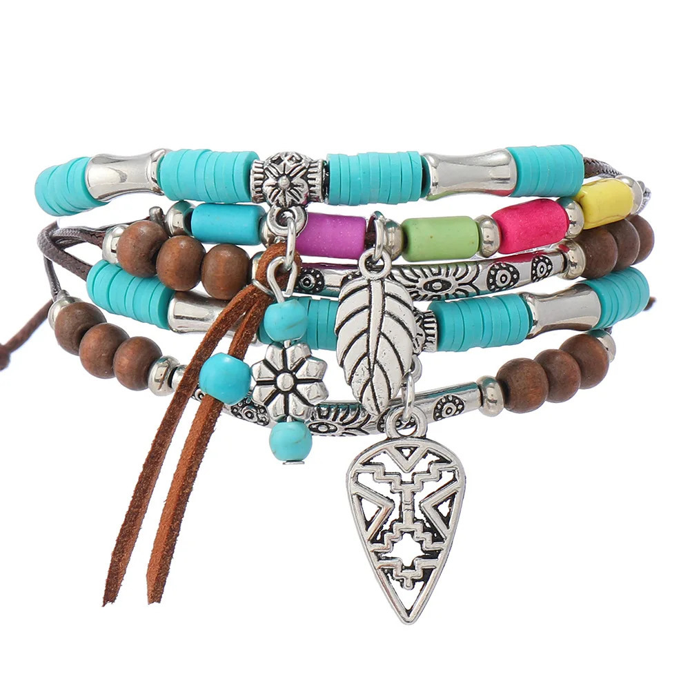 Western Country Hat Animal Head Leaf Feather Women Charm Bracelets Women Leather Bracelets Men Bangle Wholesale Jewelry Gift 260318BJ - view 3