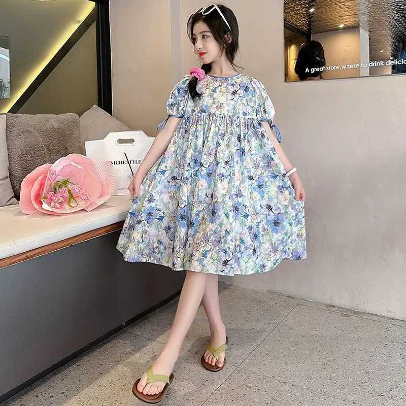 2026 Girls Dress Summer Loose Floral Pattern Beach Dress For Girl Bohemia Princess Children Dresses Vestido Teenage 3-14 Years H260402