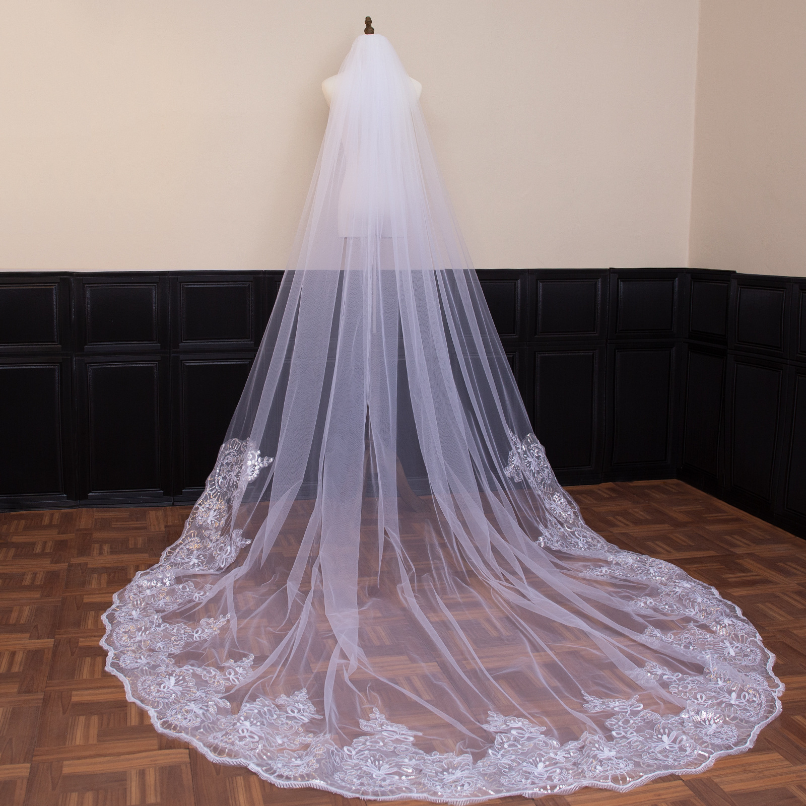 Wide Bridal Veil with Comb for Wedding Photo Studio Accessories Long Trailing Bridal Veil BV23241126