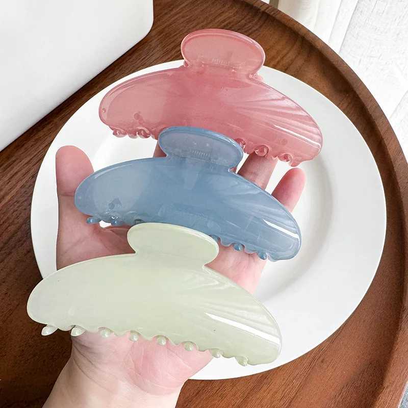 Simple Large Hair Claws Clips Women Sweet Jelly Crab Hair Clamps Barrettes Girls Ponytail Holder Big Shark Clip Hair Accessories H260402