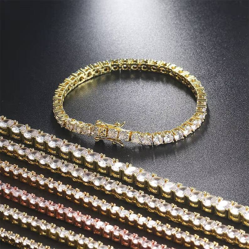 25mm - 5mm Moissanite Tennis Bracelet Passes Diamond Tester 925 Sterling Silver 18K White Gold Rose Gold Plated GRA Certificate