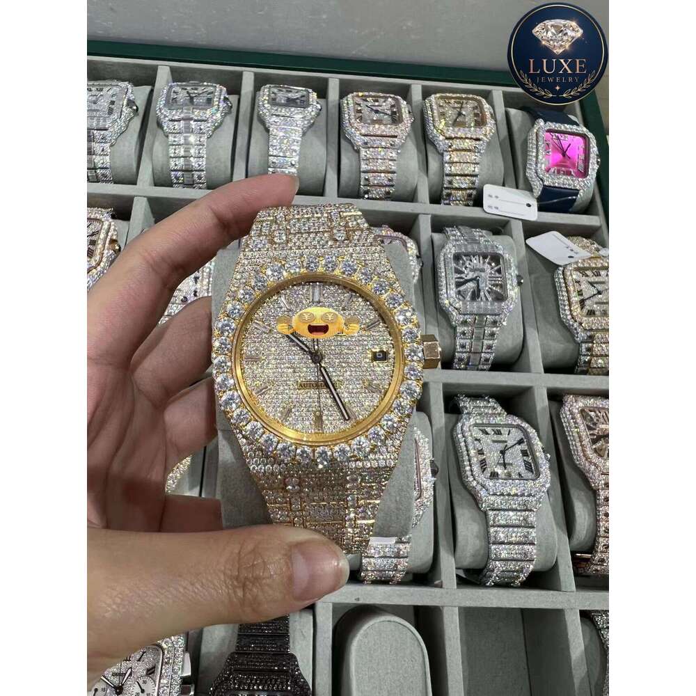 High-quality mens and womens moissanite diamond watch, Luxury design Fully Automatic mechanical D color Iced Out VVS Watches , Wholesale Price with Fr