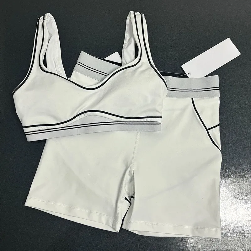 Designer Yoga Set Women's 2-piece Set Red, White, and Black Sports Underwear+Tight Pants Gym Set Pilates Fitness Gym Clothing Sportswear Set