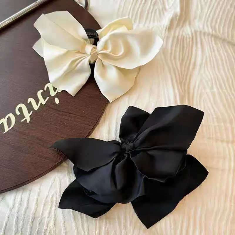 Solid black and white big bow hair clip for women elegant ponytail clip fashion girl Hair Clamp hair accessories H260402