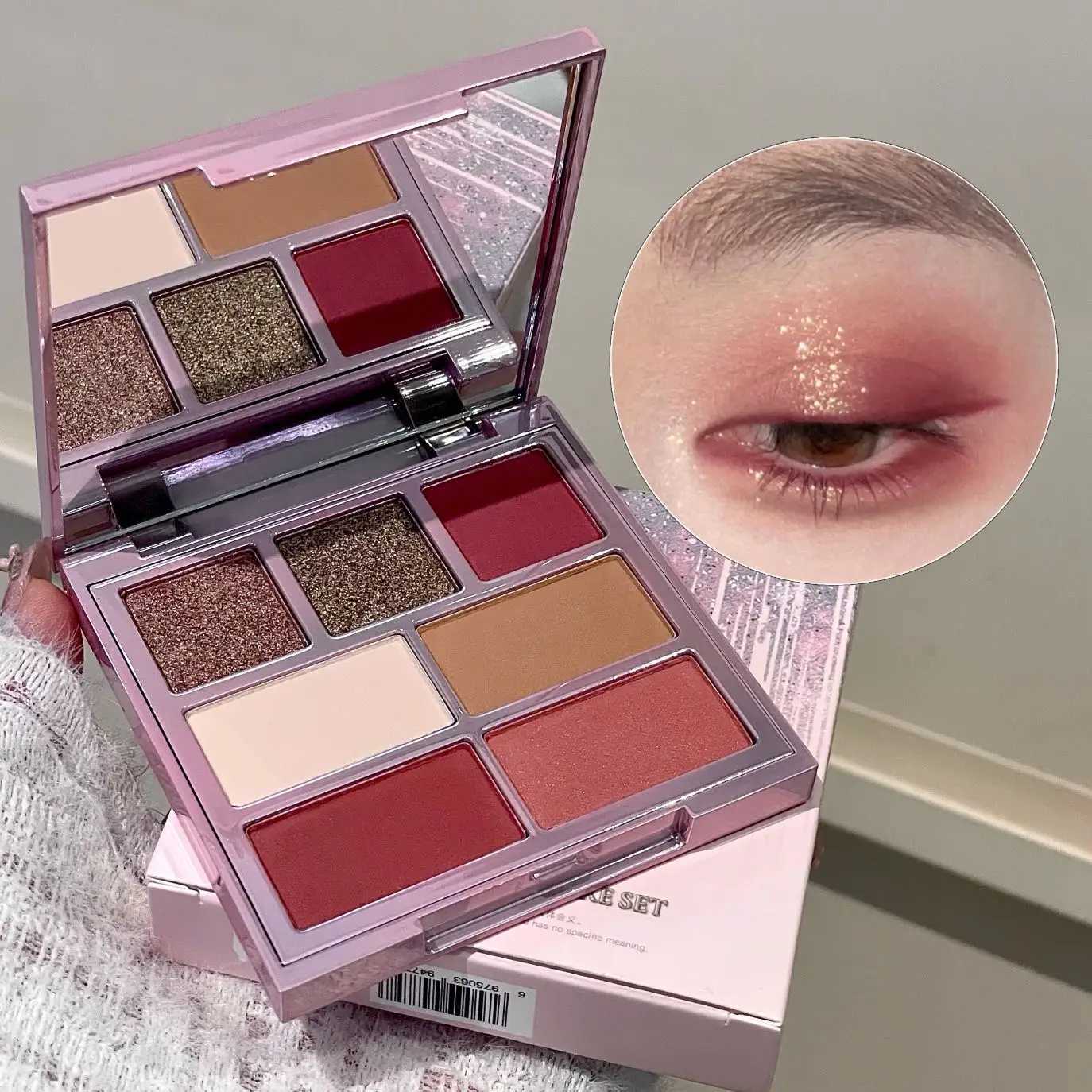 7Color Matte Velvet Red Eye Shadow Palette Facial Makeup Plate Powder Blusher Highlight Brightening Long-lasting Eye Shadow Tray H260402