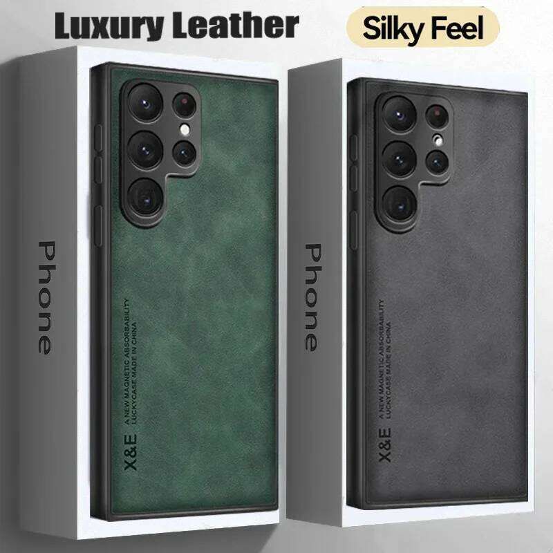 Sheepskin Magnetic Case S25 S24 S22 Plus S21 S20 FE Cases For Samsung S23 Ultra Note 20 10 Leather Phone Cover