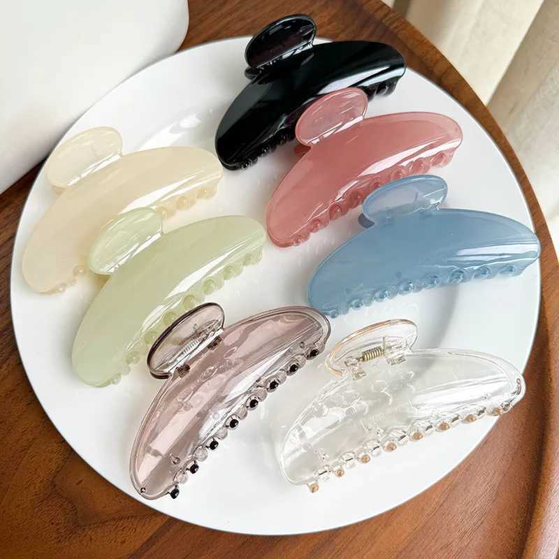 Simple Large Hair Claws Clips Women Sweet Jelly Crab Hair Clamps Barrettes Girls Ponytail Holder Big Shark Clip Hair Accessories H260402