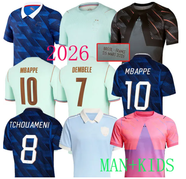 2026 Maillot De Foot FRENCH Full Sets Soccer Jerseys KANTE GIROUD MBAPPE GRIEZMANN Camavinga women Equipe Maillots Kids Football Shirt HOME AWAY FAN TCHOUAMENI