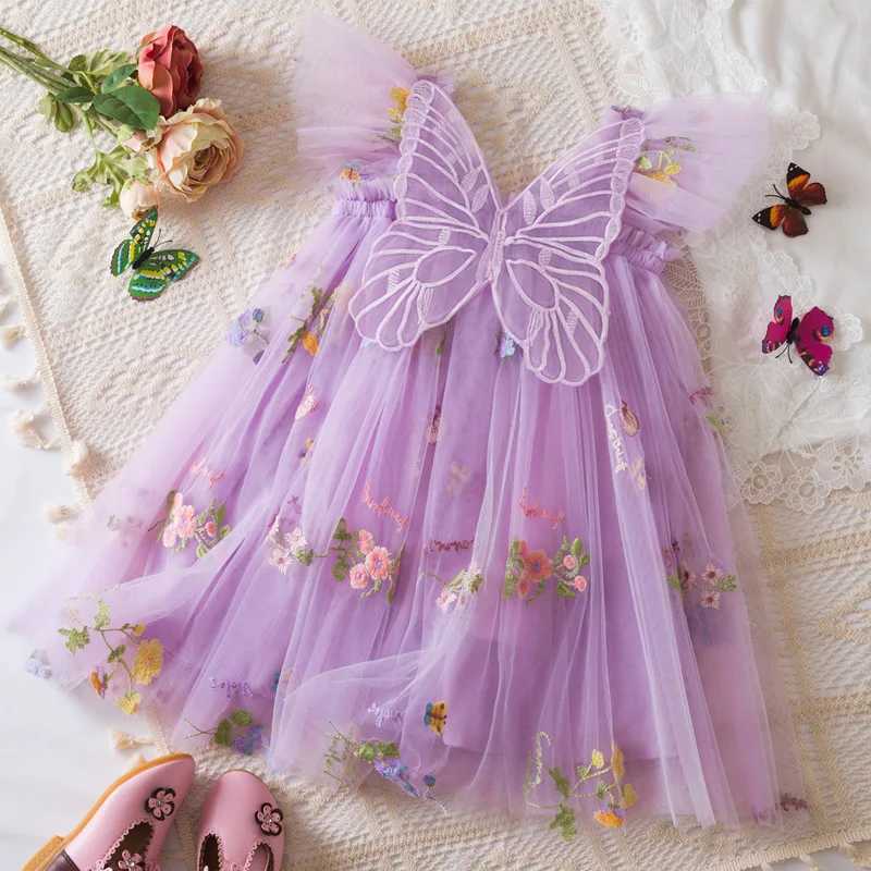 Summer New Cute Butterfly Chiffon Baby Girl Dress Princess Style ChildrenS Clothing 9 Months -4 Years Old H260402