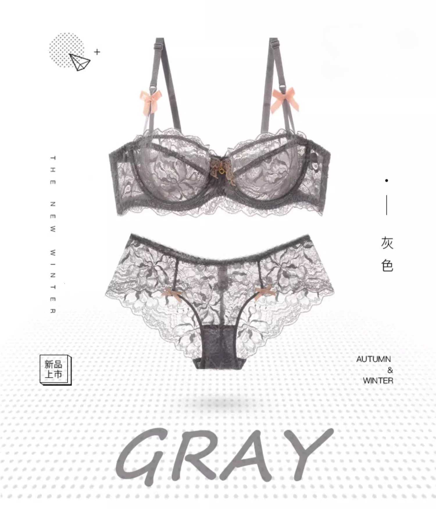 MOYISU Summer Lingerie Set Sheer French Lace Minimiser Bra Briefs Ultra Thin Womens Underwear Big Bust Tushy Panty Z260402