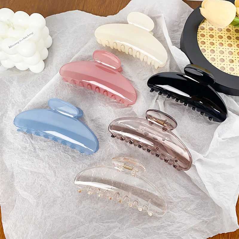 Simple Large Hair Claws Clips Women Sweet Jelly Crab Hair Clamps Barrettes Girls Ponytail Holder Big Shark Clip Hair Accessories H260402