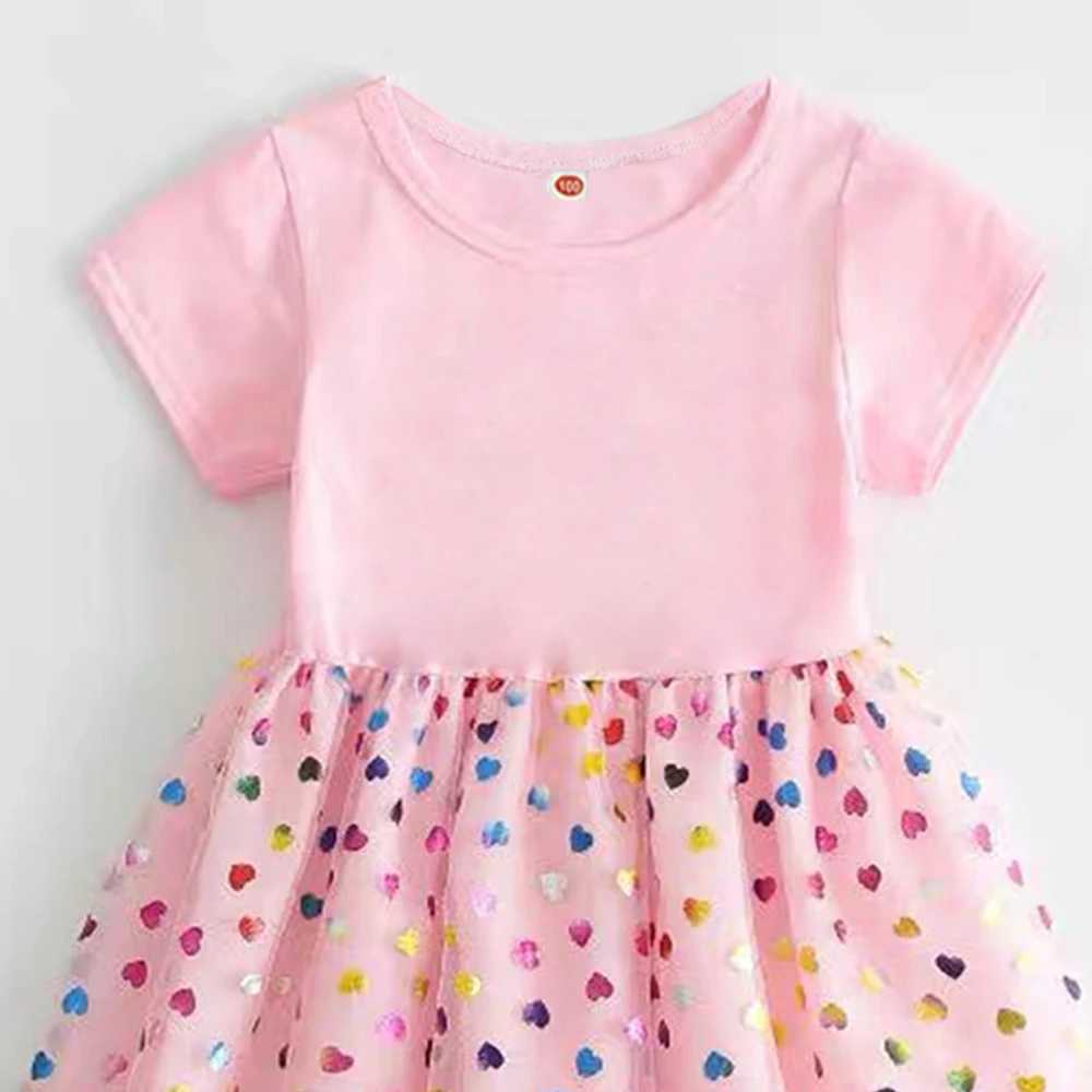 New Kids Clothes Princess Dress Summer Baby Girls Dress Short-sleeved For Children Birthday Party Girl Dress 2-8Y H260402