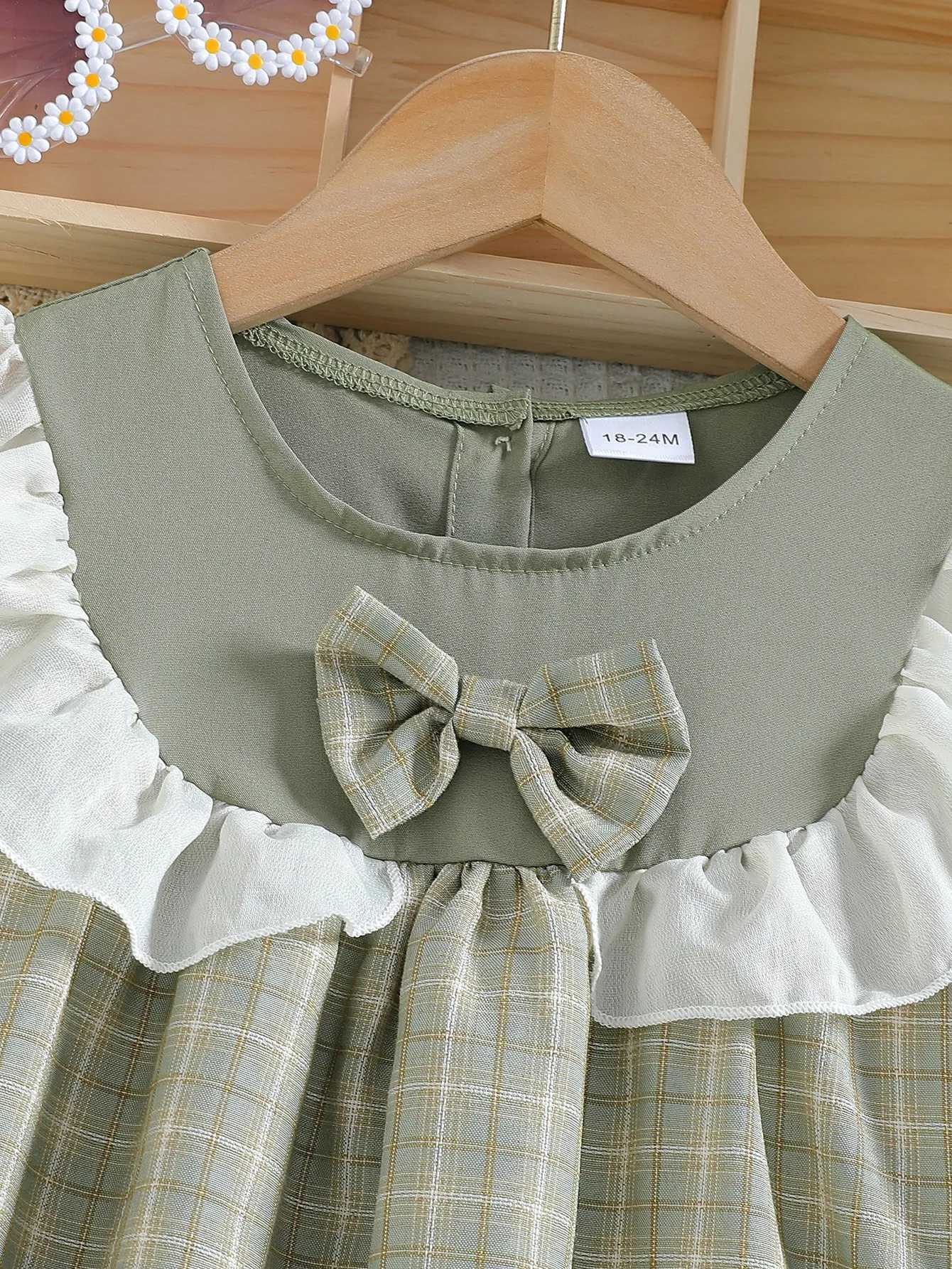 Dresses For Girls Summer Sleeveless Plaid With Bow Casual Dress Children 1-6Y H260402