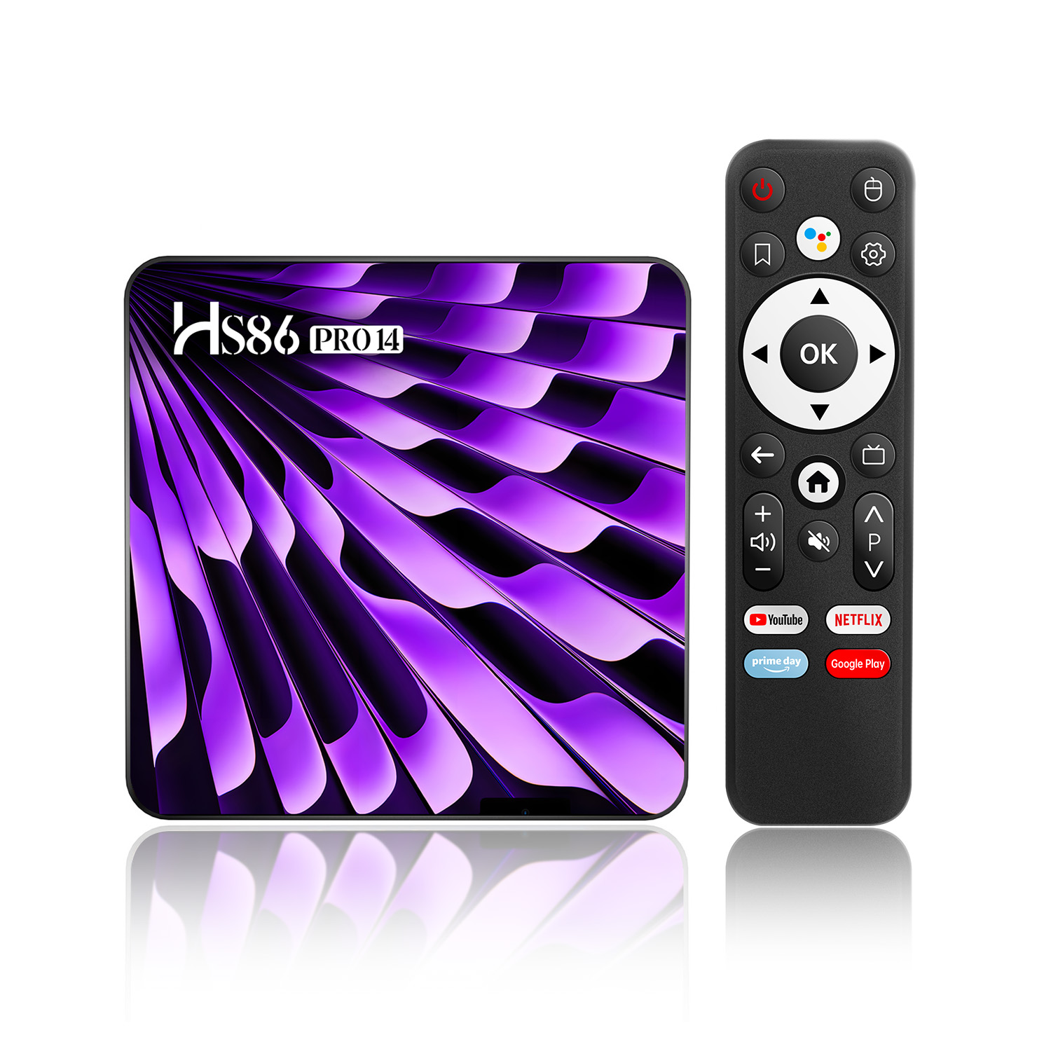 HS86 Pro 14 TV Box Android 14 RK3518 Quad Core 2GB RAM 16GB ROM 4K LAN 100M Wifi6 BT 5.4 Voice Remote Media Player Set Top Box