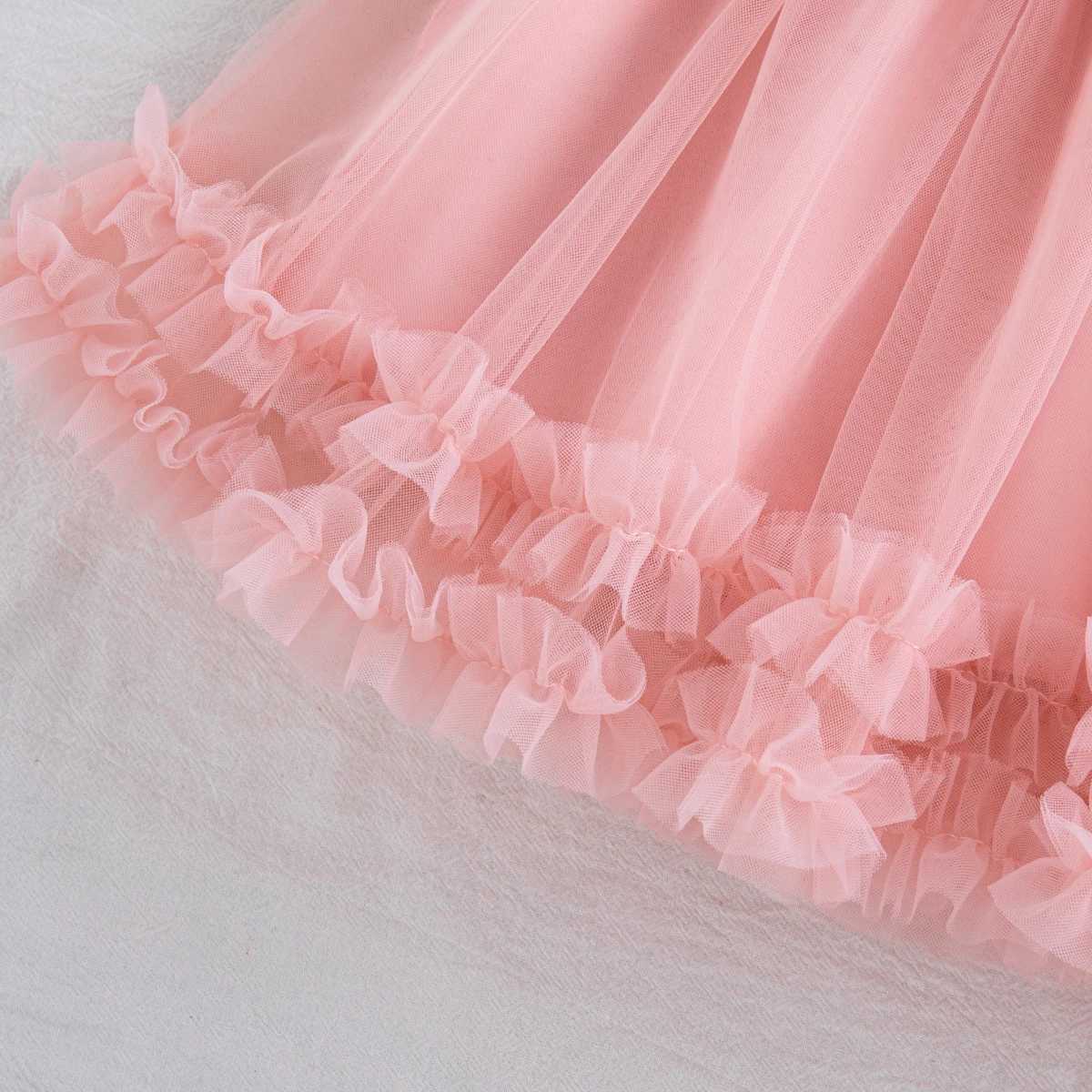 Summer New Sweet Bow Baby Girl Princess Dress Solid Color Chiffon ChildrenS Clothing For Birthday Parties 9 Months -4 Years H260402