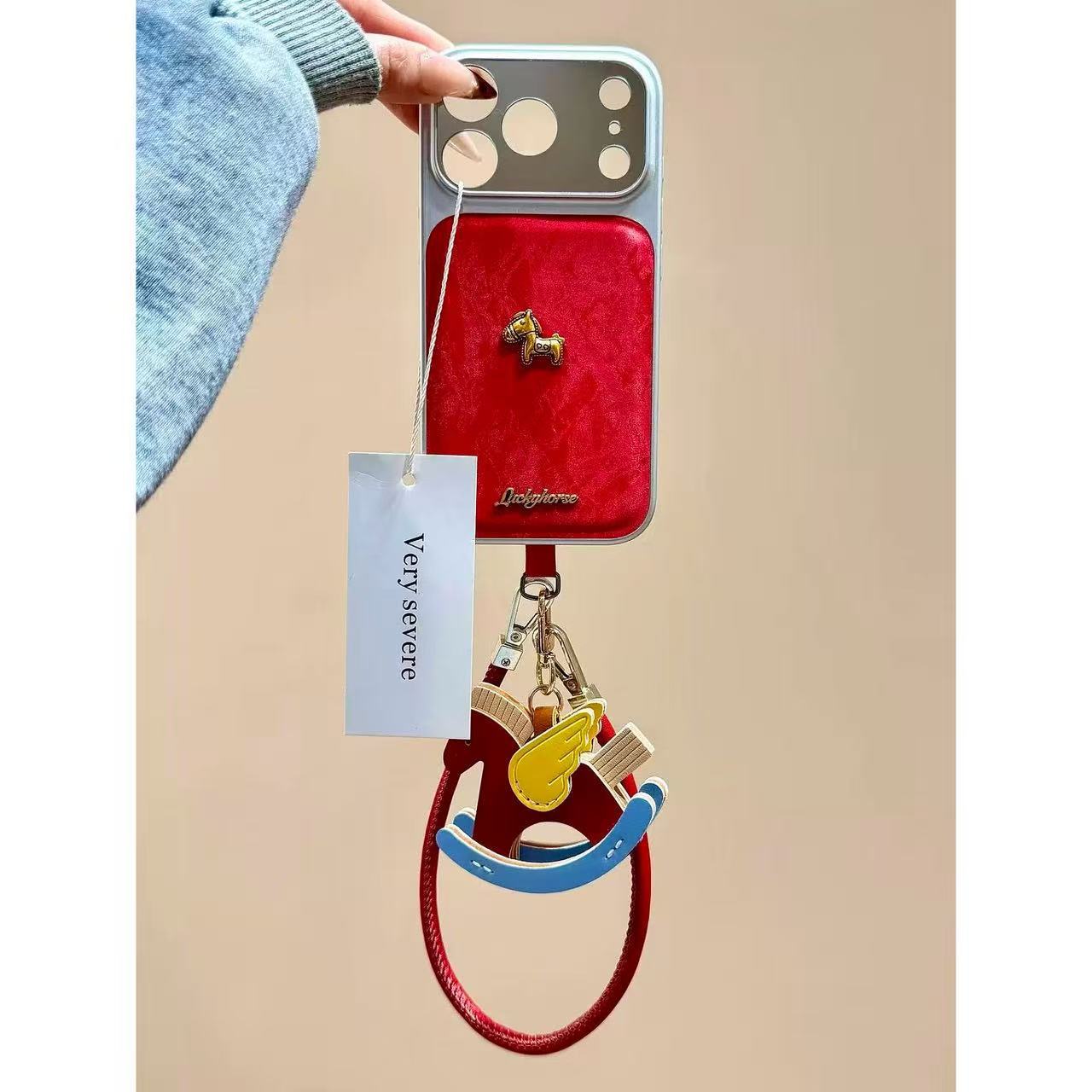 Autumn and winter retro brown bottom polka dot three-dimensional pony wristband for iPhone iPhone case