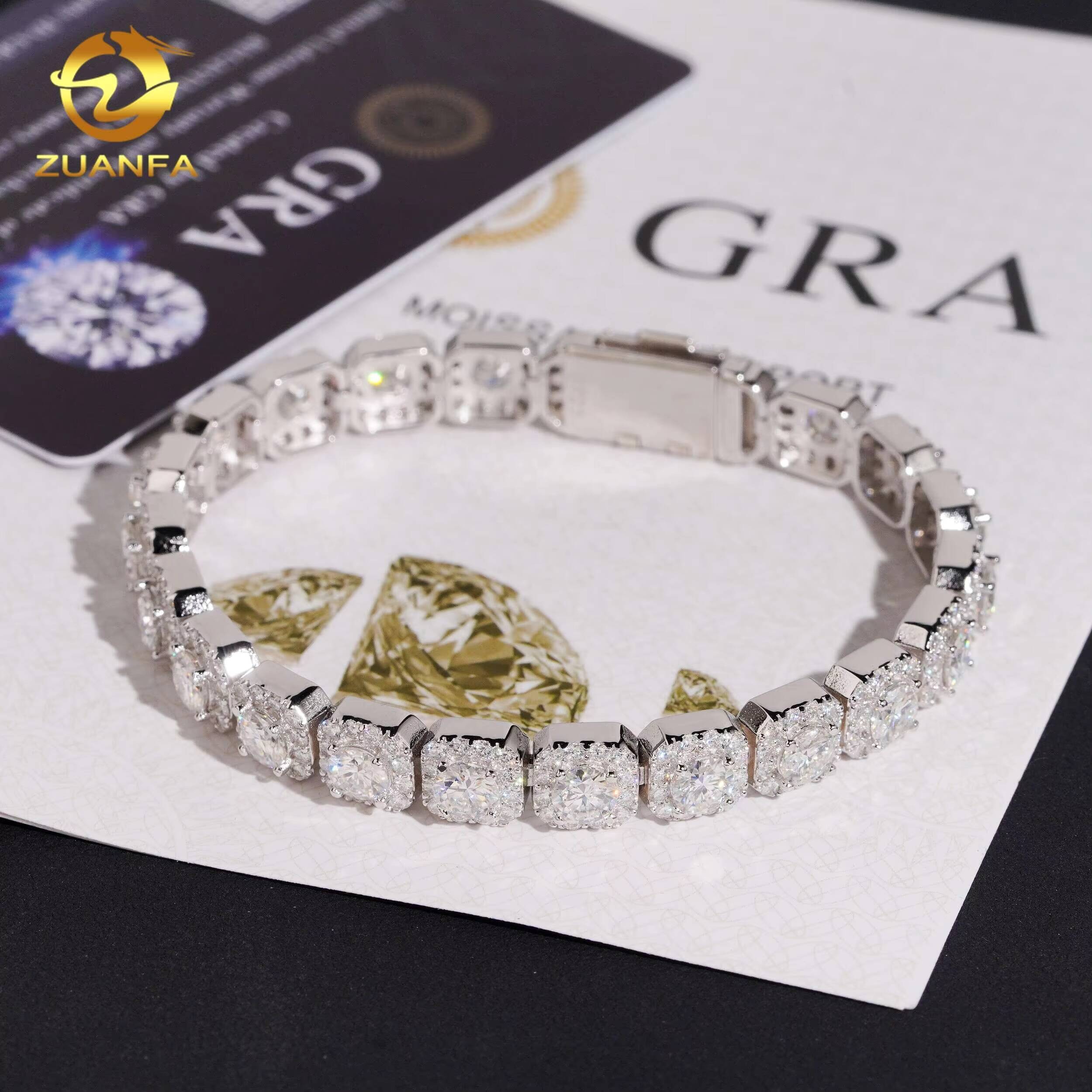 New Arrivals Hip Hop Style 925 Sterling Silver Pass Diamond Tester 6mm 8mm Cluster Tennis Bracelet