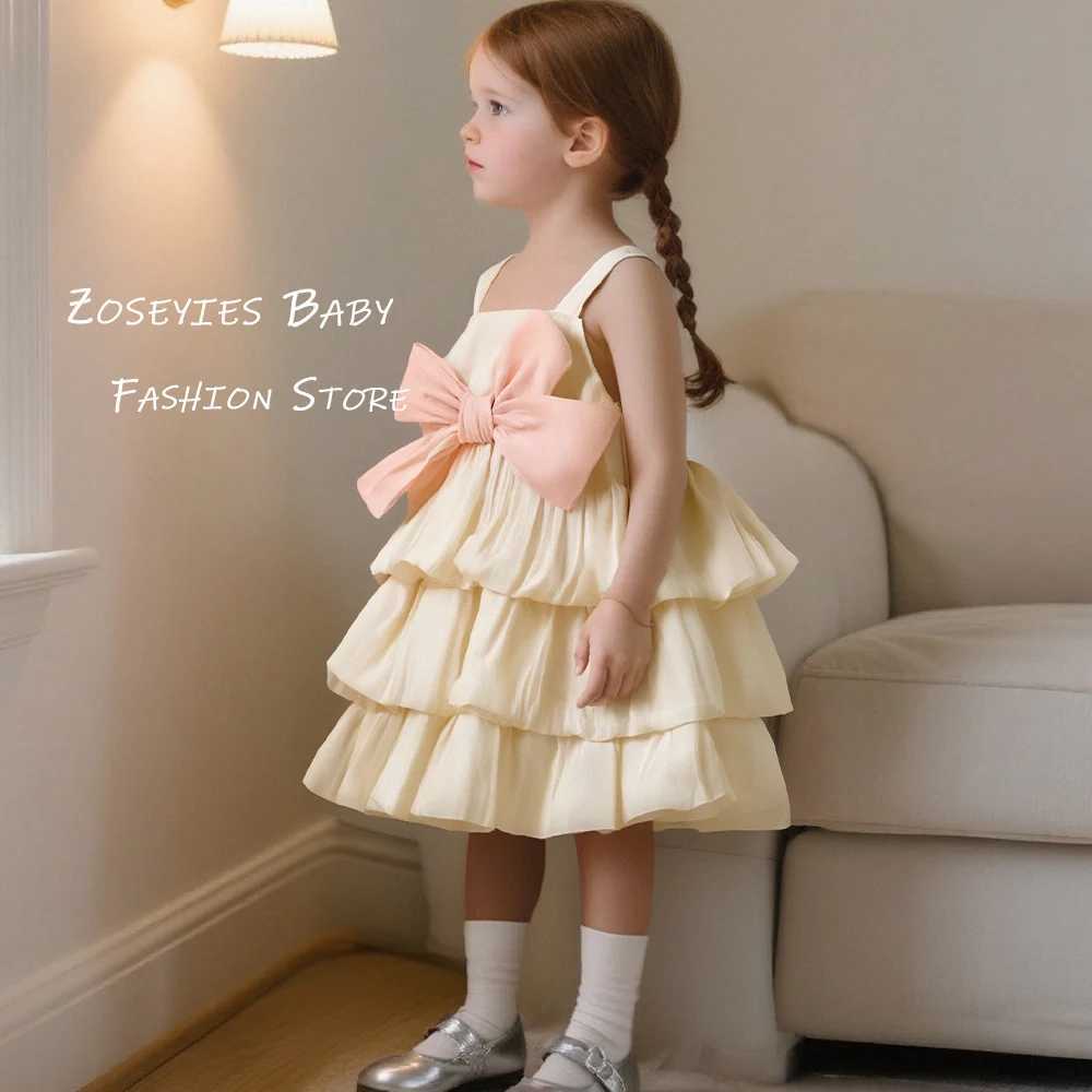 Girls Dresses Summer Bow Multi-Layer Mesh Halter Baby Girl Dresses Cute Birthday Party Dresses Baby Dresses Baby Girl Clothing H260402