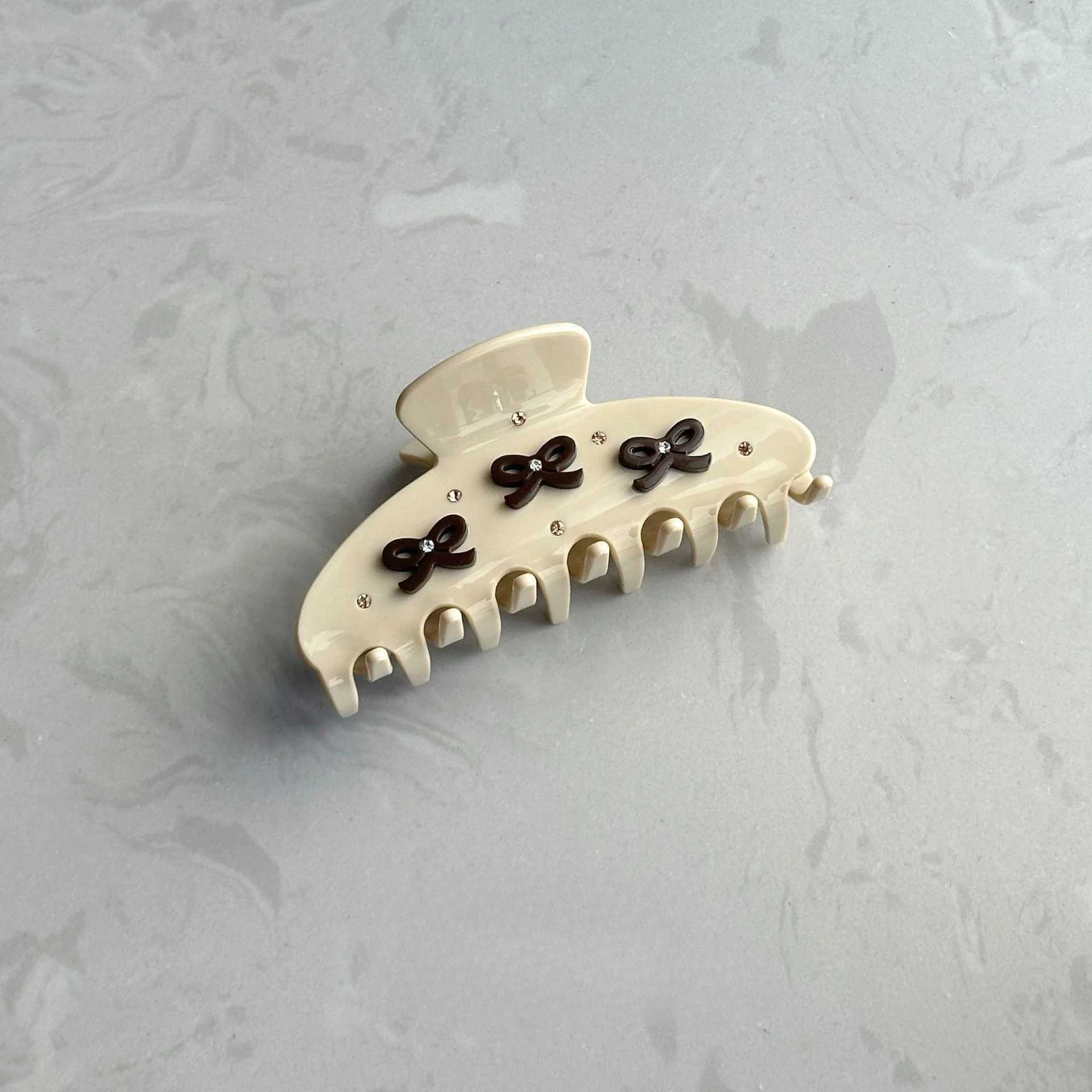 NEW Light Color Retro Design Hair Claw Classic Style Rhinestone Bow Acetate Hair Claw Clips Hair Accessories for Women Girls H260402