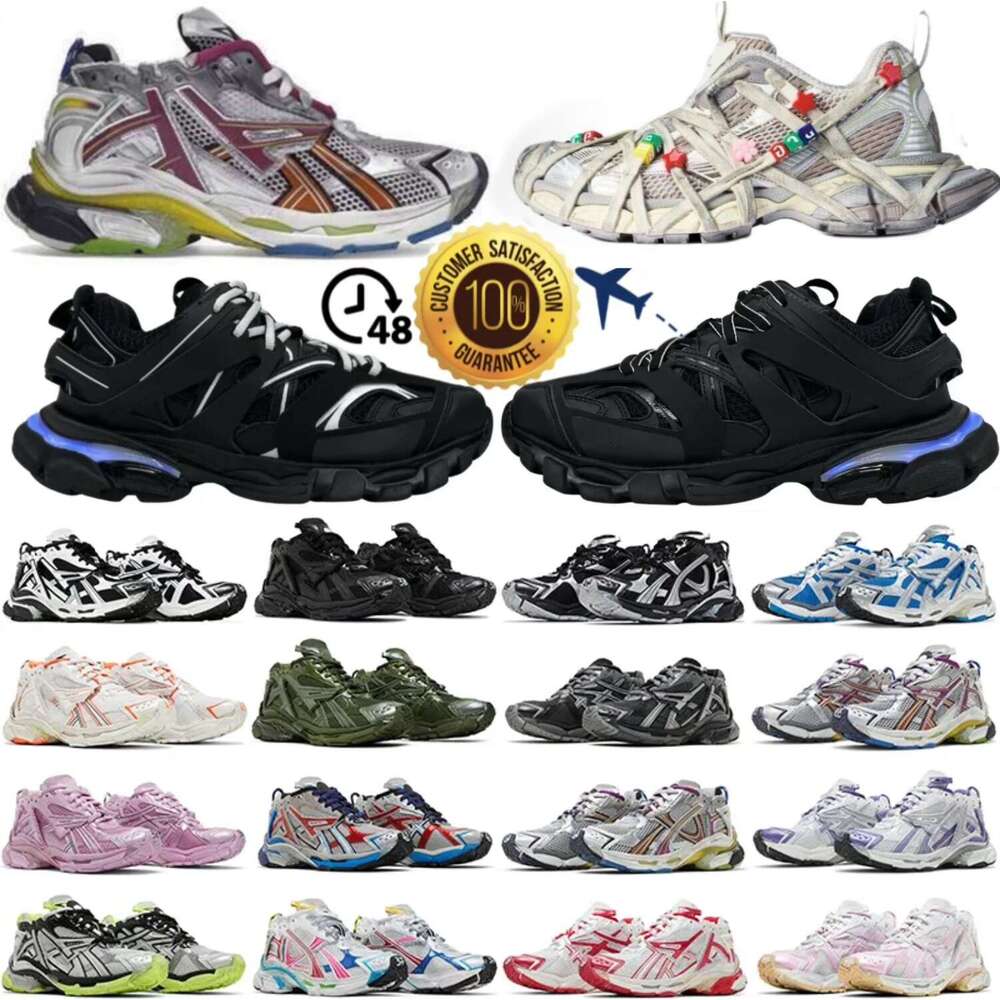 Track LED Casual Light 3 3.0 Shoes 7.5 7.0 Runner Men Women Grey Blue Gomma Leather Beige Black Pink Nylon Printed Platform for 3xl Trainers Sneakers with box