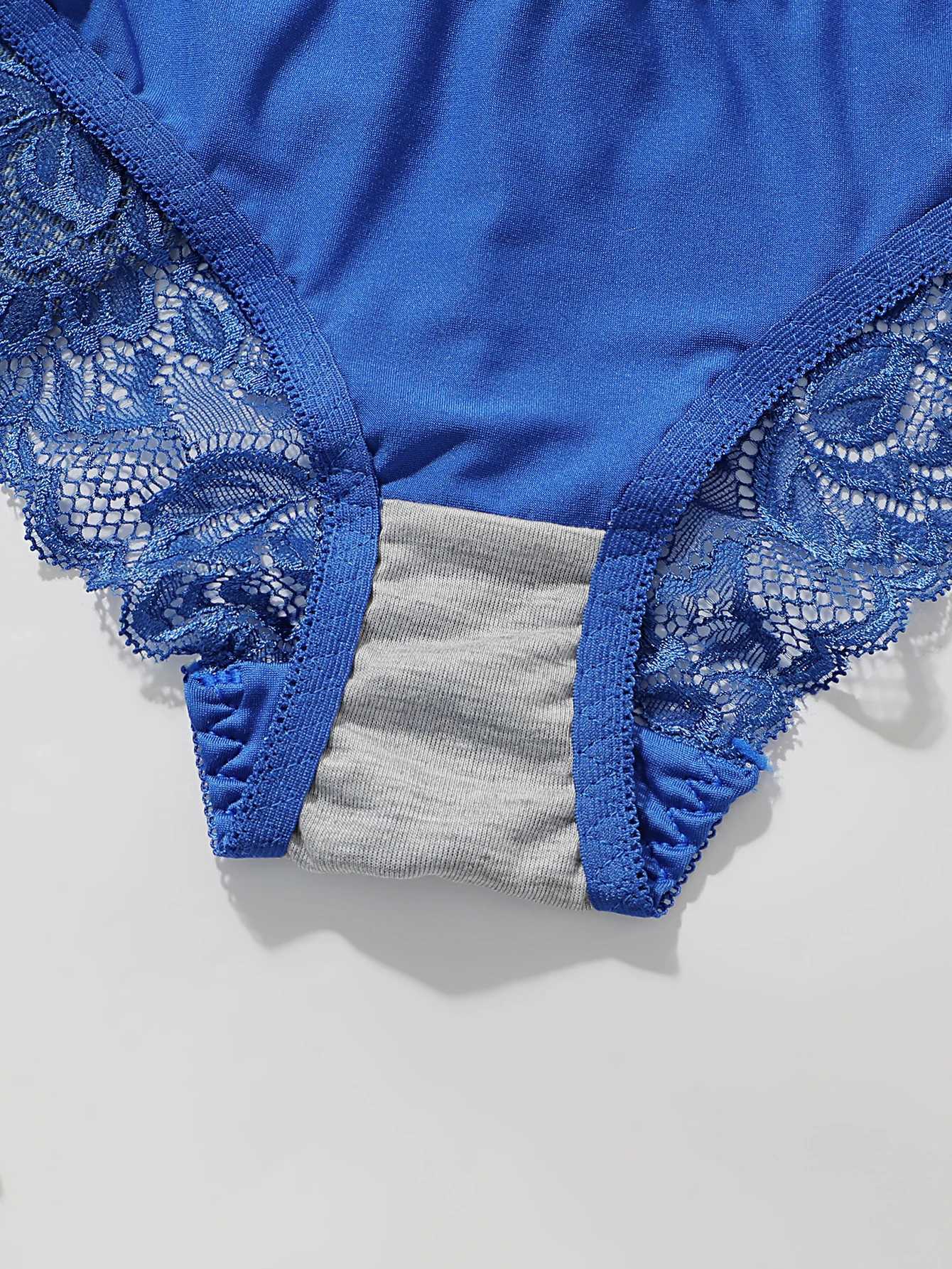 Blue Lace Push Up Bra Set Women Underwire Bra Panty Set Lingerie Sets Breathable Ladies Intimates Z260402