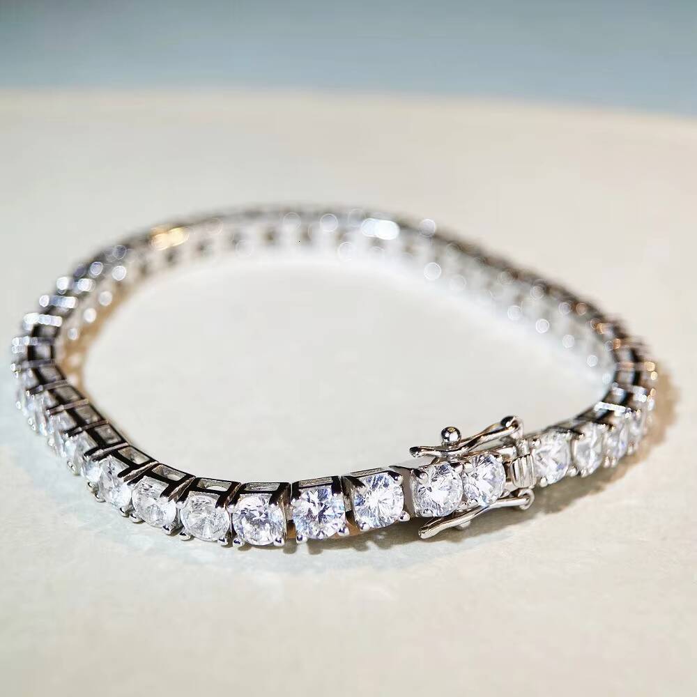 Dropshipping Elegant S925 Sterling Silver Moissanite Tennis Bracelet for Men and Women Couples Design