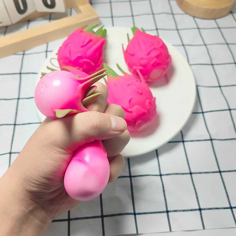 Funny Decompression Vent Dragon Fruit Squeeze Ball Gift Squishy Squeeze Stress Reliever Fidget Sensory Toy Simulation Fruit Food H260402