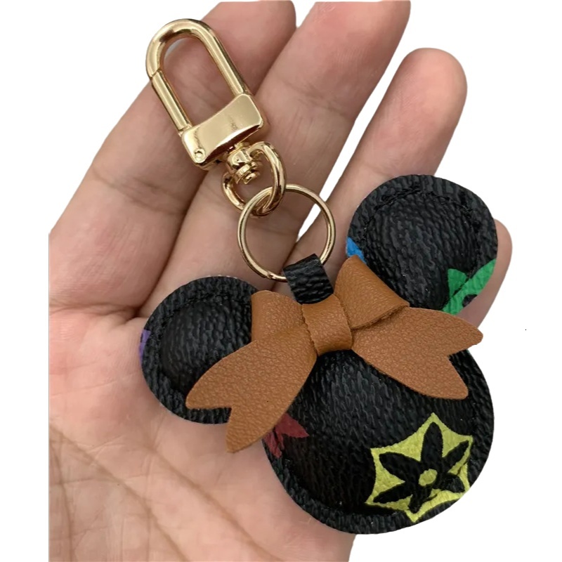 Mouse Shaped PU Leather Keychain Floral Decor Animal Pendant Keyring for Car Bag Fashion Accessory Gift for Men Women Gift - view 7