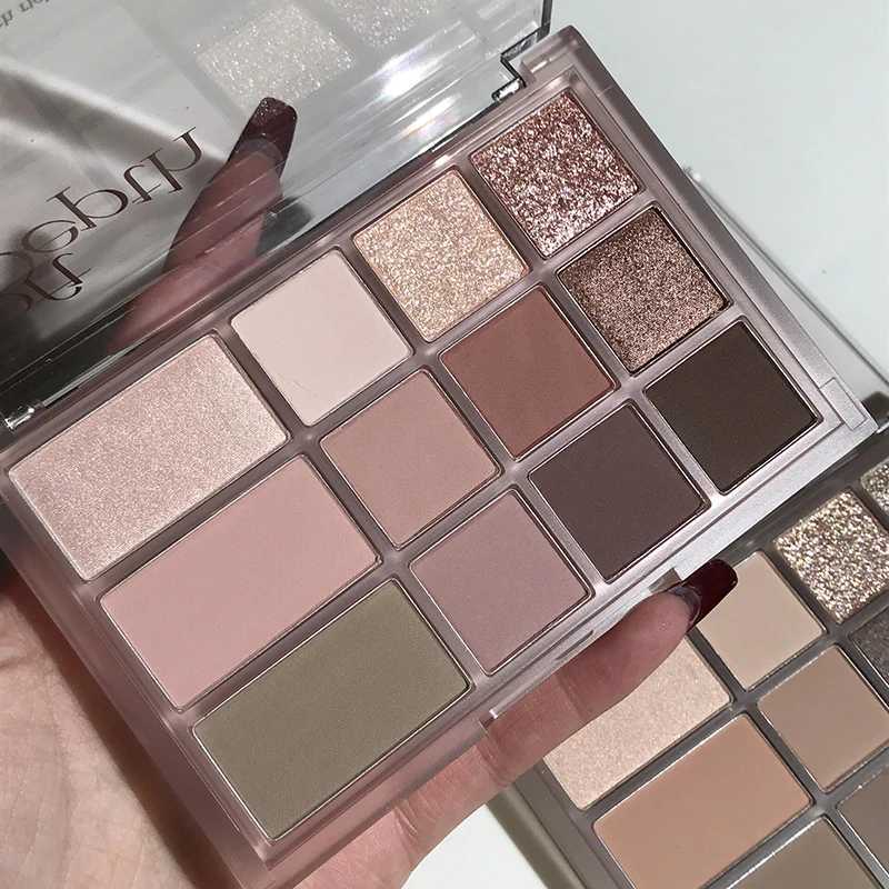 12-Colors Eyeshadow Palette Smokey Brown Rose Eye Shadow Makeup Silky Matte Shimmer Long-lasting Beginner Eyes Pigment Cosmetics H260402