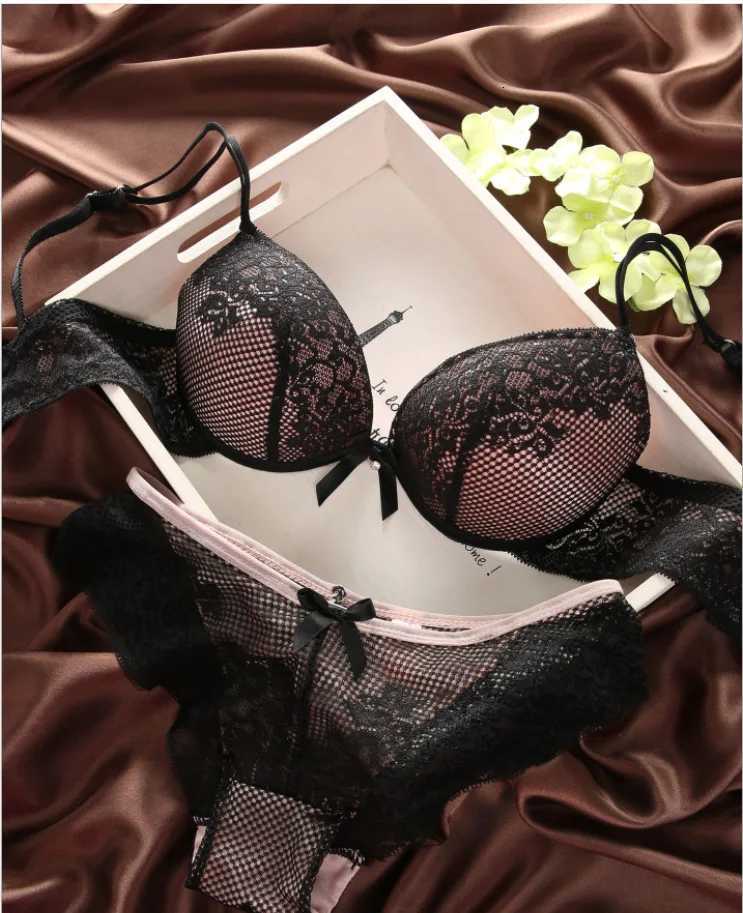 New Bras Set For Women 70-80 BC Cup Skin White Black 6 Colors Push Up Underwear Plus Lace Fashion StyleTop and Panties Z260402