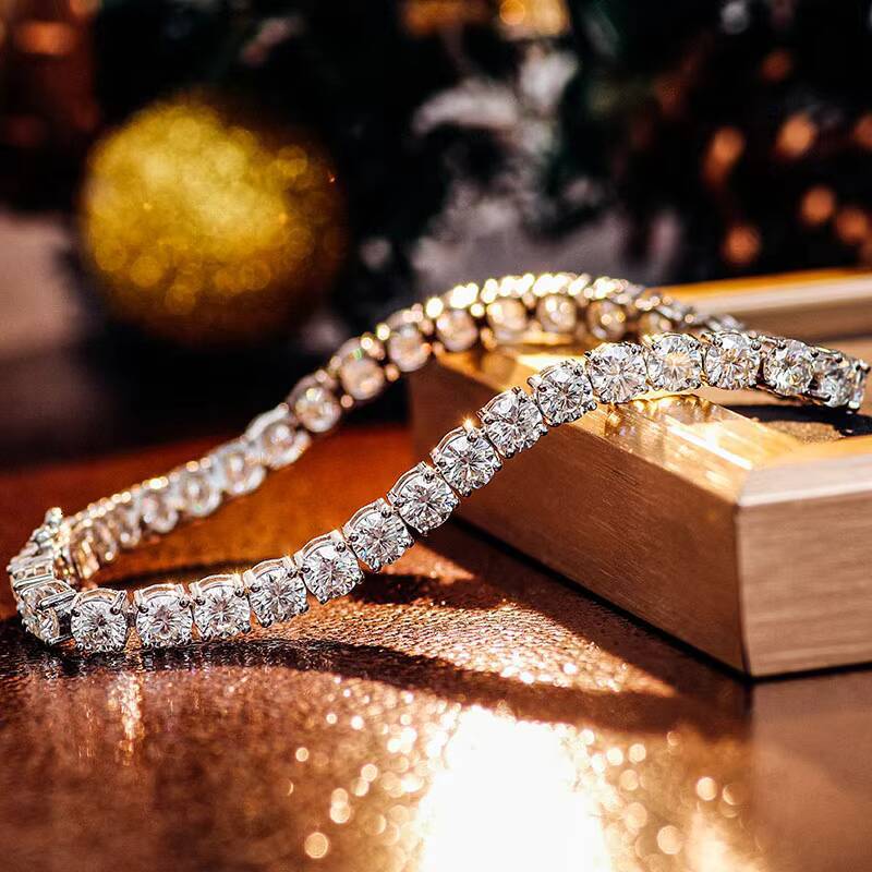 Wholesale Price 2- 6mm 925 Silver Plated White Gold DEF Vvs Diamond Chain Moissanite Tennis Chain Bracelet for Girl or Women