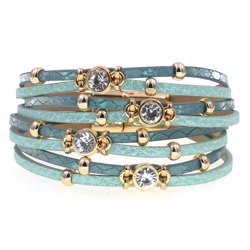 WELLMORE 4 colors Bohemia leather bracelets for women Metal beads charm bracelets magnet bracelet fashion jewelry wholesale 260318BJ - view 3