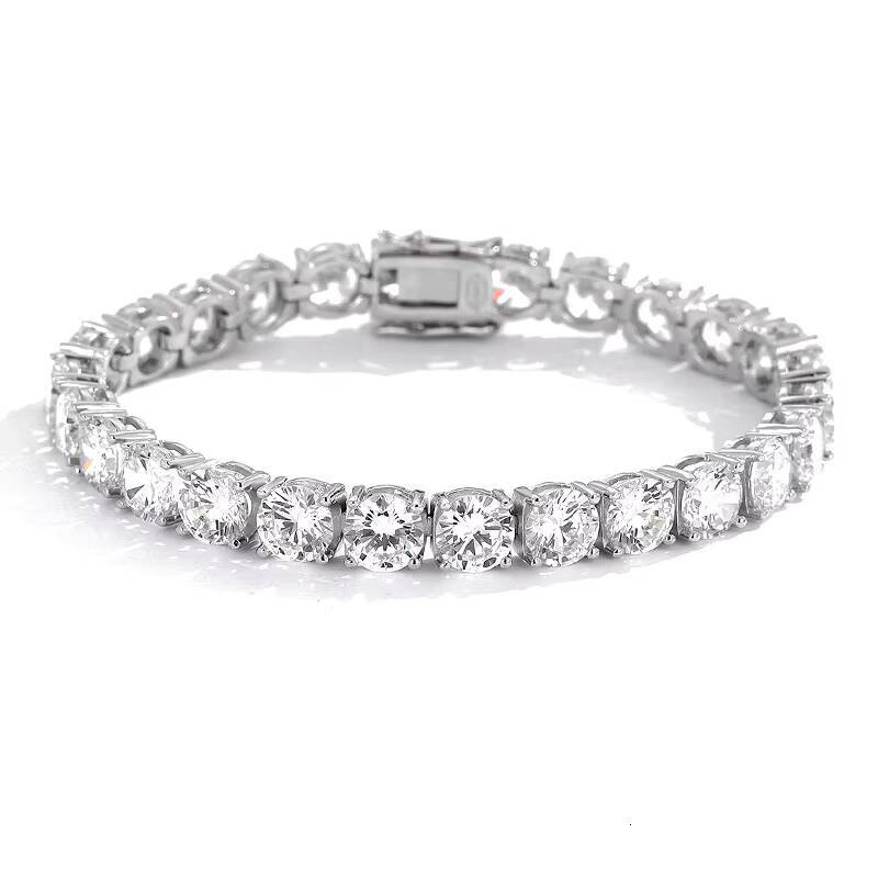 Fine High-end 65mm5A Zircon Bracelet 925 Silver Hip-hop Tennis Chain Fashion Ins Design Full Diamond Bracelet