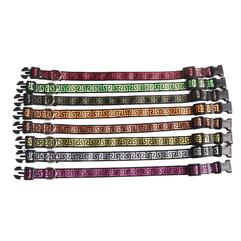 Pet Collar New Square Pattern Print Fashion Webbing Strap Plastic Buckle Comfortable Collar For Puppy Dog